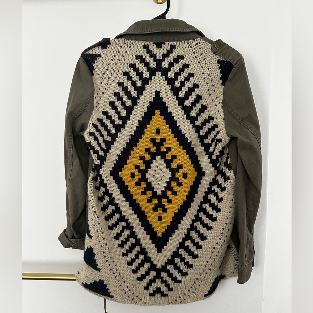 Blu Pepper Jacket with Boho Aztec sweater insert, S